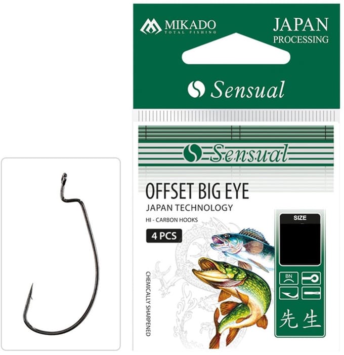Offset Haken 3/0 – Big Eye – Weedless – Mikado – 4 Stuks