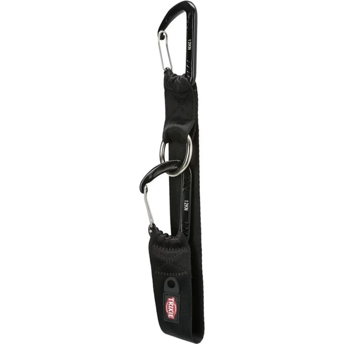 Trixie Universal Riemband mounteneer carabiner 30 cm/38 mm Zwart