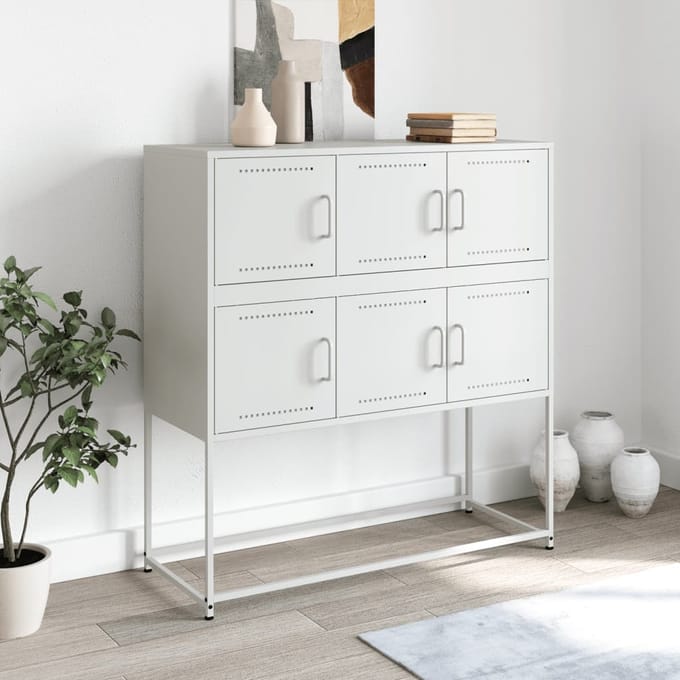 vidaXL - Dressoir - 100,5x39x107 - cm - staal - wit
