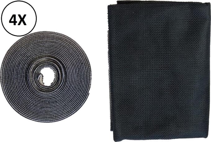 Combideal- horrengaas - raamhoor - 130x150 cm - zwart - 4 stuks