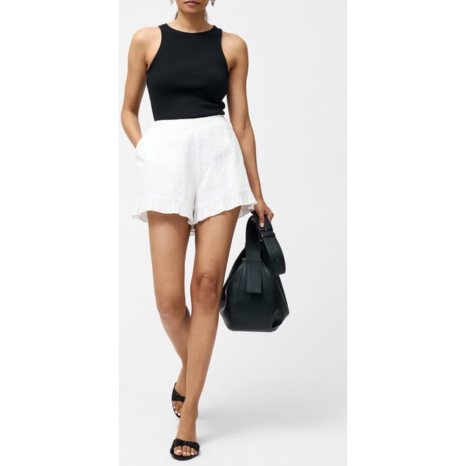French Connection Barnet Cotton Shorts Linen White size 16 | Shorts Outlet | Women | White