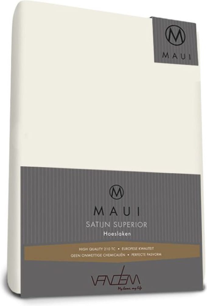 Maui - Van Dem -  satijn hoeslaken de luxe 200 x 210 cm wit