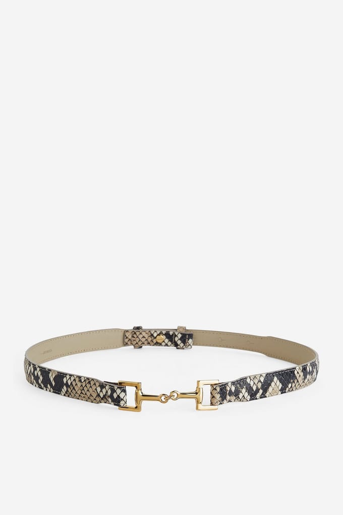 ARKET Kayla Belt Snake Brown Maat: S | Riemen Outlet | Dames | Beige