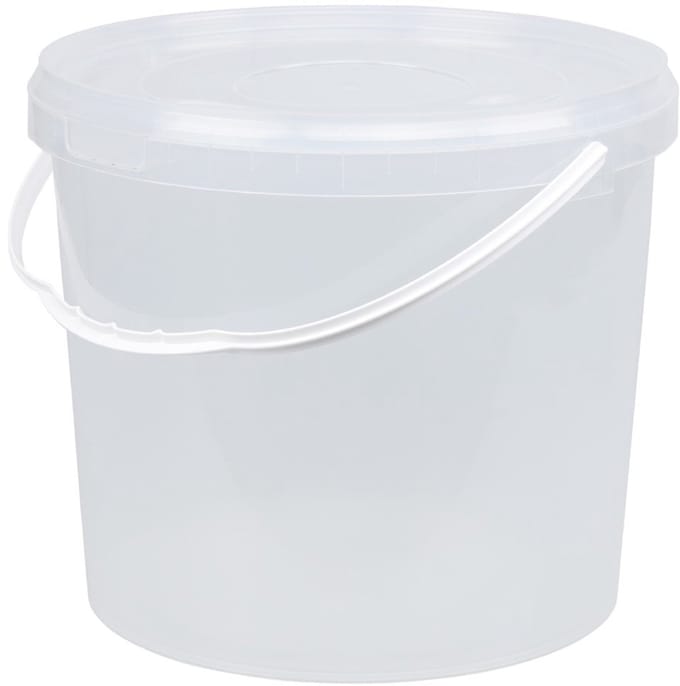 Emmer met deksel - 10 liter - rond - transparant