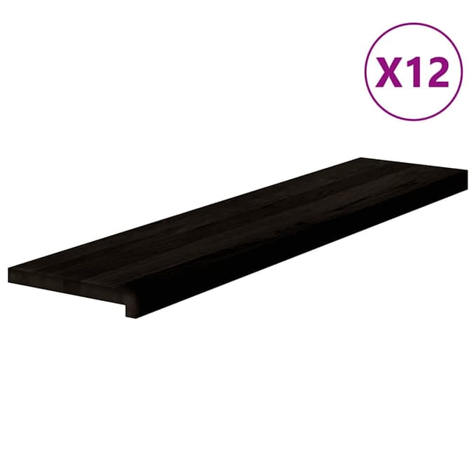 vidaXL Traptreden 12 st 110x25x2 cm massief eikenhout bruin-zwart