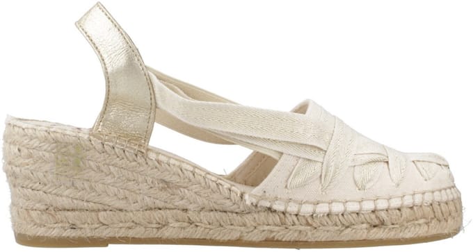 Dames espadrille van ruw katoen met sleehak en linten | TRACY-CZ