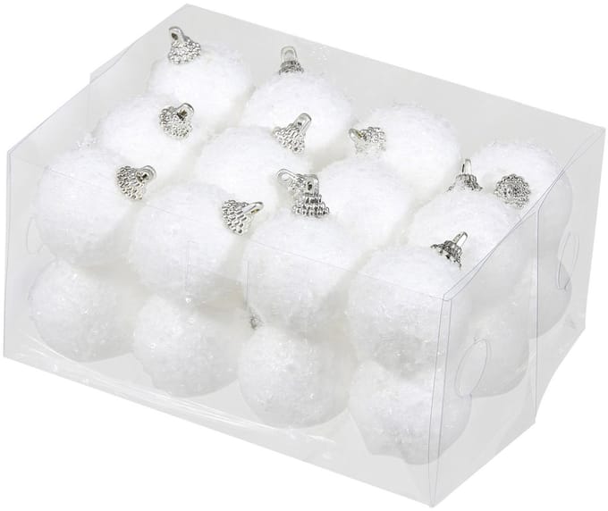 Othmar Decorations sneeuwballen Kerstballen - 24x stuks - wit - D4 cm - kunststof