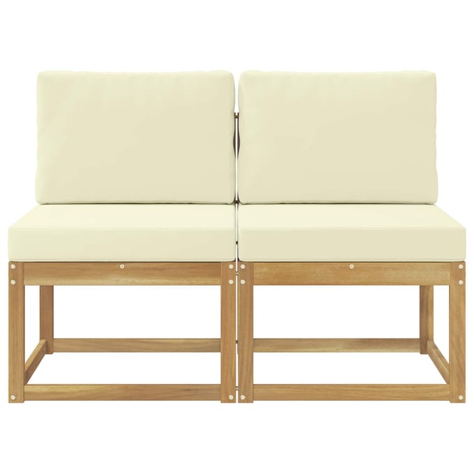 vidaXL - 2 - st - Buiten - Midden - Sofa - Massief - Acacia - Hout - Wit