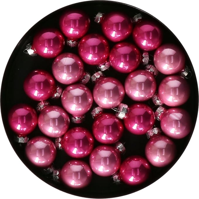 Othmar Decorations mini kerstballen - 24x st - roze tinten - glas - 2,5 cm