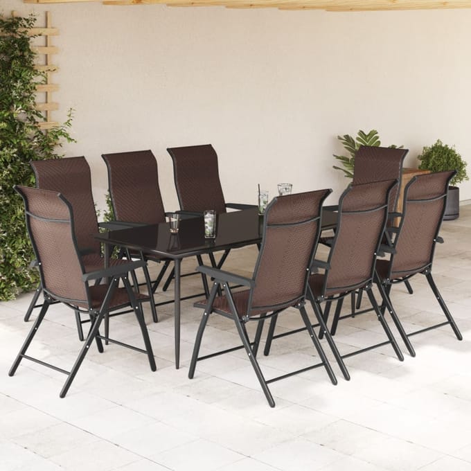 vidaXL - Opklapbare - stoelen, - 8 - stuks, - bruin - polyrotan