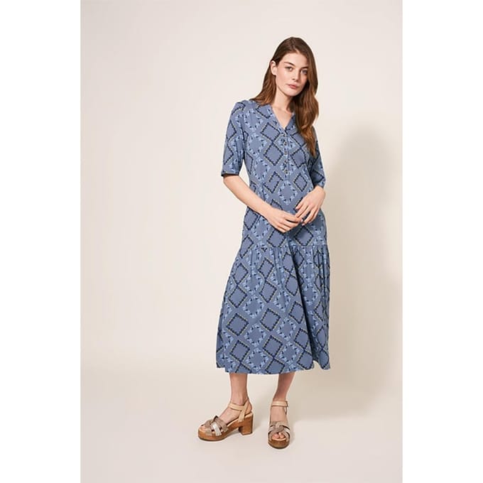 White Stuff Sabina Jersey Dre Blue Taglia: 6 REGULAR | Abiti Midi Outlet | Donna | Blu