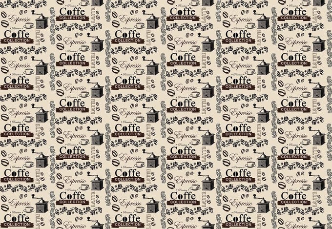 Fotobehang Coffee Pattern | XL - 208cm x 146cm | 130g/m2 Vlies