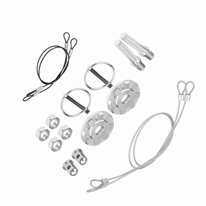 Kit d'apparence de verrouillage de capot à goupille en alliage d'aluminium CNC pour course automobile Universel Silver argenté