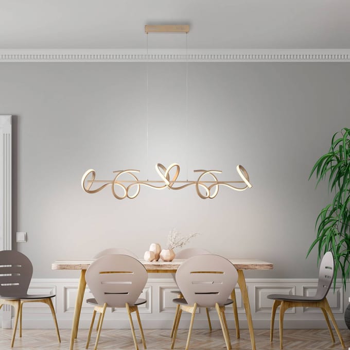 JUST LIGHT. GmbH LED hanglamp Curls, messing, metaal, 99 cm lang, dimbaar