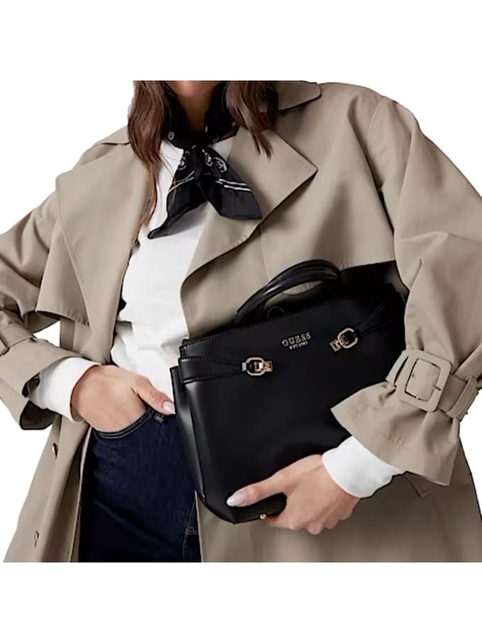 GUESS Handtas Schoudertas Lorelei Girlfriend Satchel Black Zwart