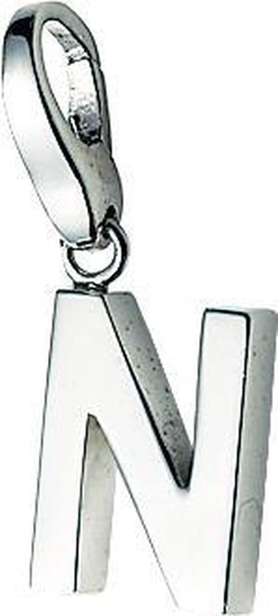 Bedel | charm | N | zilver | hanger | letter | karabijn slot