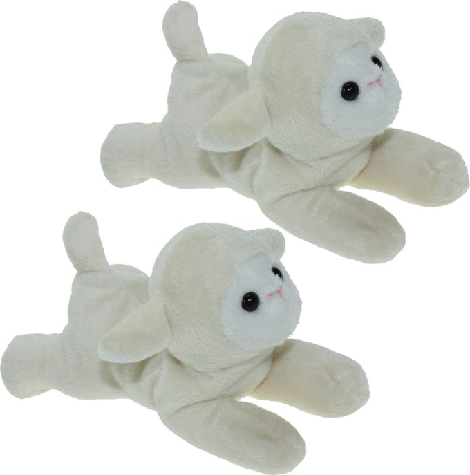 Cornelissen Schaap Knuffel - 2x stuks - pluche - 17 cm - lammetje knuffeldier - boerderij thema