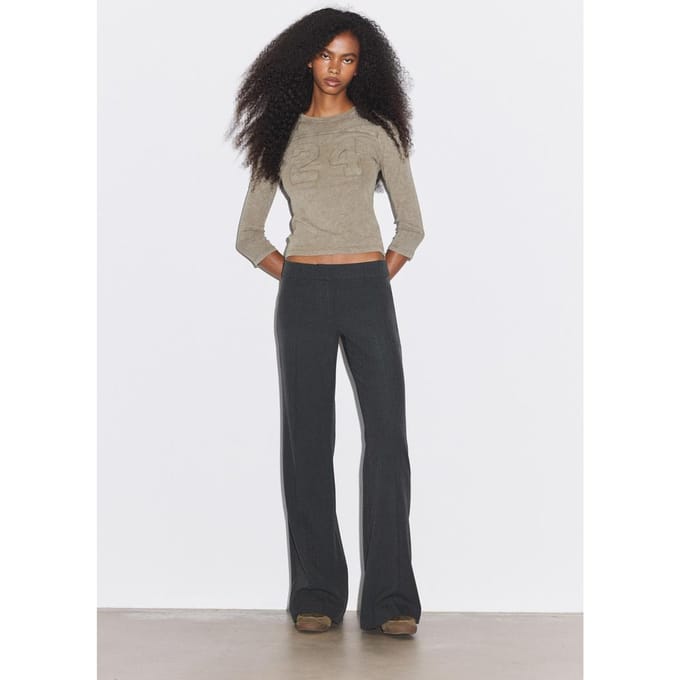 Stradivarius Gestreepte low-rise pantalon  Donkergrijs 34