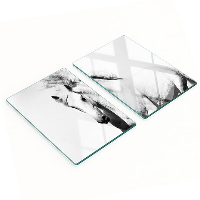 Multifunctionele decoratieve glazen snijplanken voor de keuken, wit paard, 2x40x52 cm
