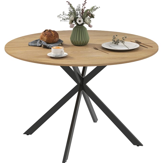 Homcom Ronde Eettafel voor 4 personen Ø120X75 cm Eiken Roble