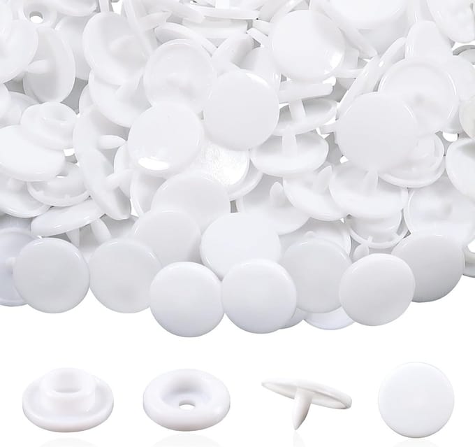 Sew-free Snap Buttons 12mm Wit - 200 Sets voor DIY Scrapbook, Knutselen en Creatieve Projecten