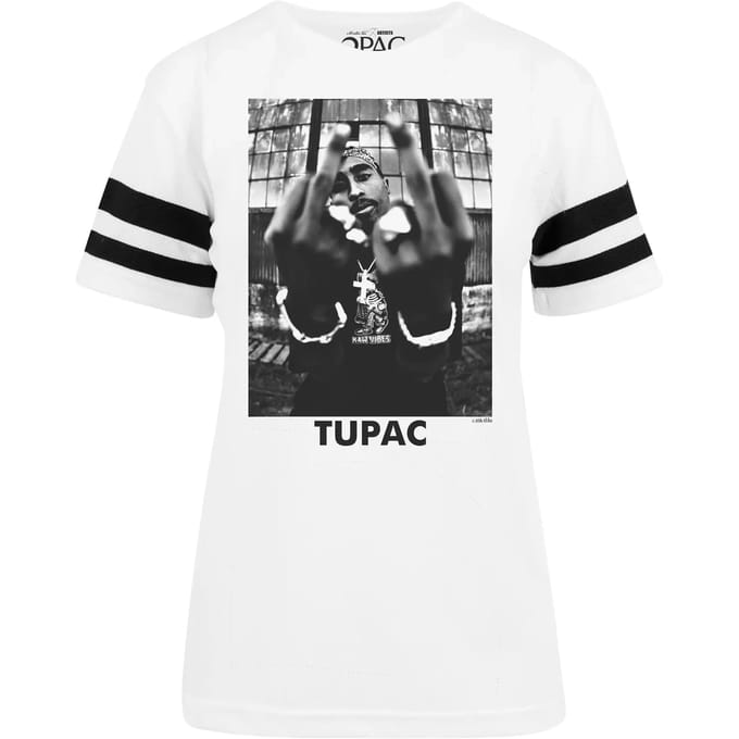 Mister Tee Tupac - 2Pac Stripes Dames Tshirt - S - Wit