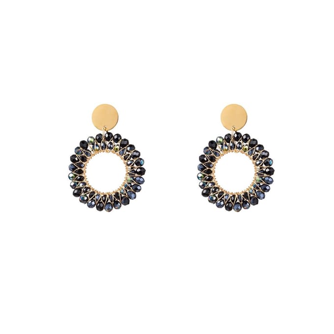 Go Dutch Label Oorknoppen beads circle Zwart
