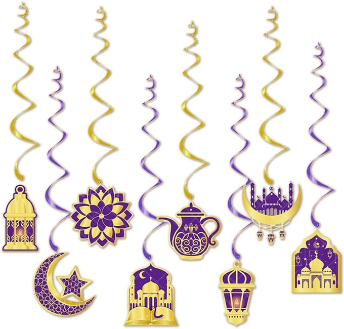 BTH - Eid Mubarak Slingers - Ramadan Decoratie - Suikerfeest - Versiering - Paars & Goud