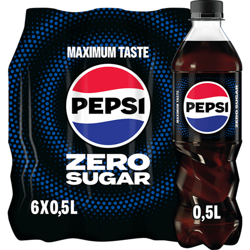 Pepsi Zero Sugar frisdrank, fles van 50 cl, pak van 6 stuks