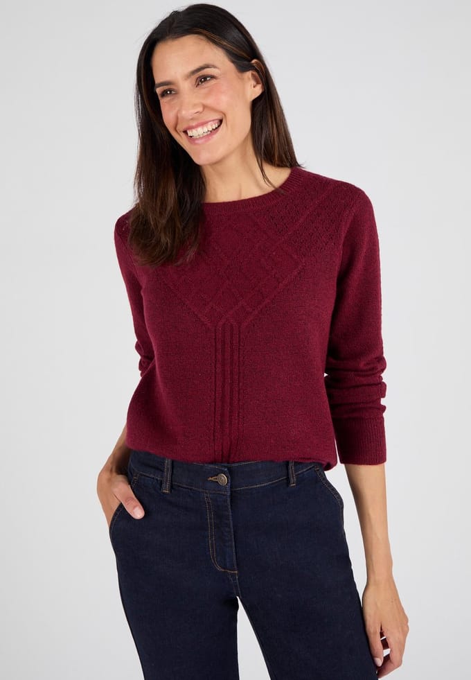 Damart - Thermolactyl trui met stekenpatroon - Dames - Rood - XS
