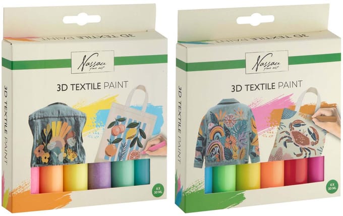 Creative Craft Group 3D textielverf set - 6 kleuren textielverf.