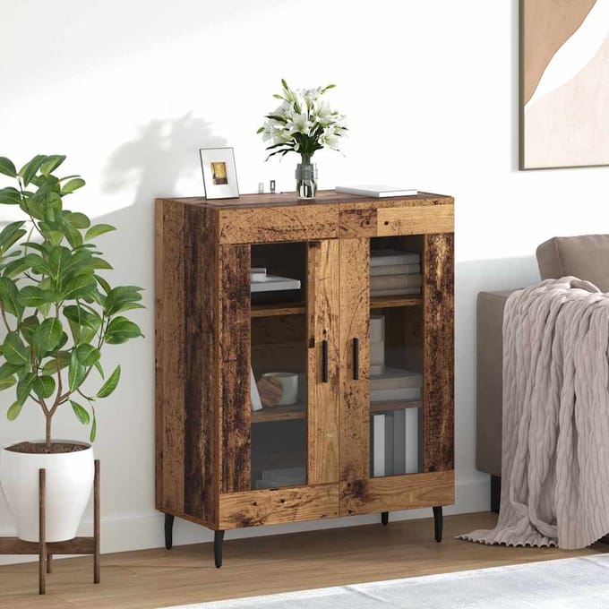 vidaXL - Dressoir - Oud - Hout - 69,5 - x - 34 - x - 90 - cm - Bewerkt - hout