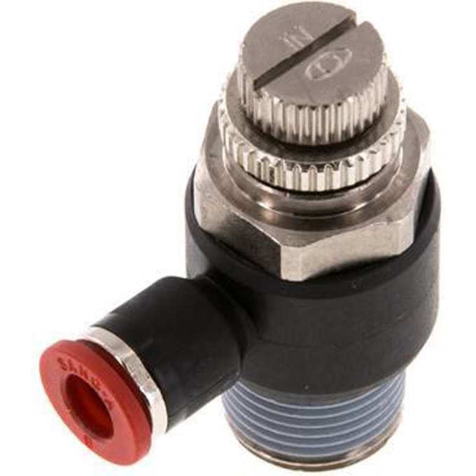 L-stuk Regelventiel 6 mm - R3/8'' Regeling-in Messing/Nylon