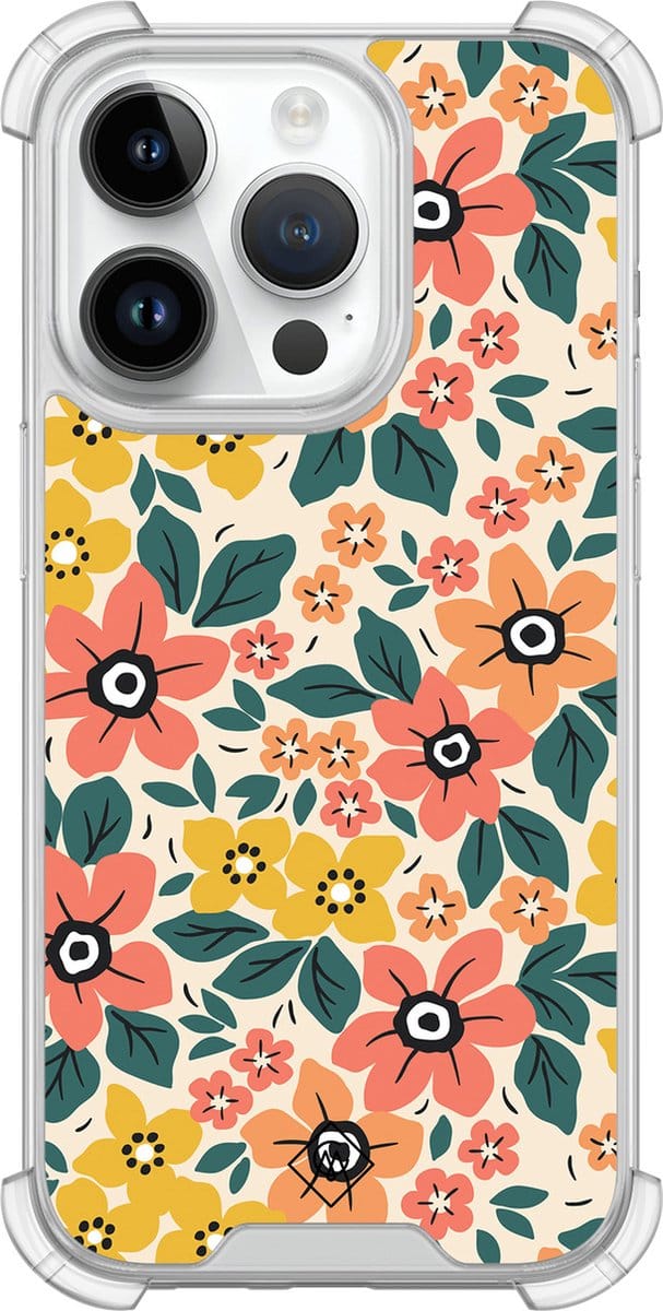 Casimoda® hoesje - Geschikt voor iPhone 14 Pro - Blossom - Shockproof case - Extra sterk - Siliconen/TPU - Multi, Transparant