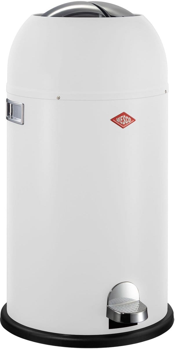 WESCO Kickmaster Prullenbak | Pedaalemmer | 33 Liter | Metaal - Mat wit | Afvalemmer - Made in Germany