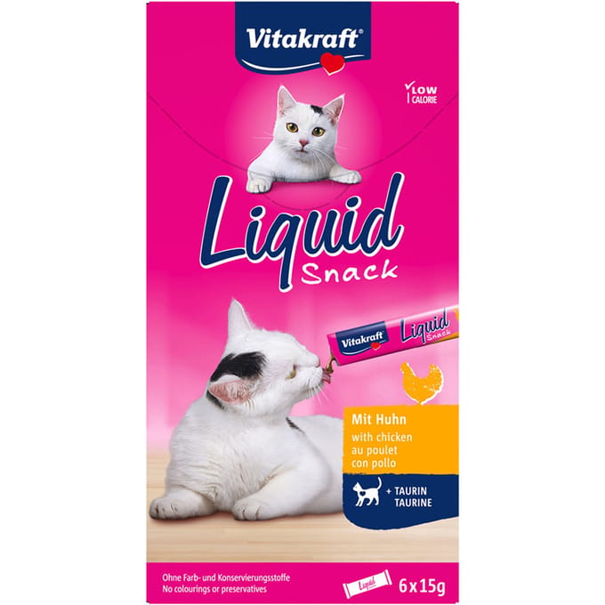 6x15g Cat Liquid- met Kip + Taurine Vitakraft Kattensnacks