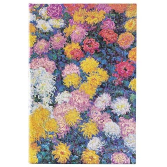 Paperblanks cahier, monet's chrysanthemums, hardcover, formaat midi 12,5 x 18 cm, blanco