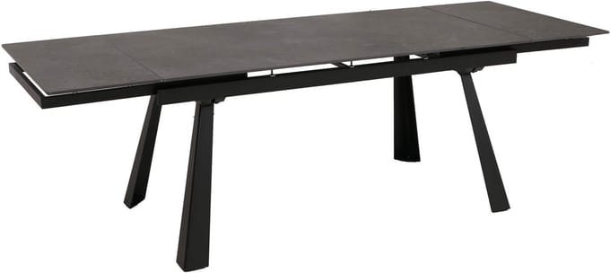 Eettafel MCW-O59, uitschuifbare eettafel, sintersteen metaal uitschuifbaar 160-242x91cm ~ marmerlook grijs