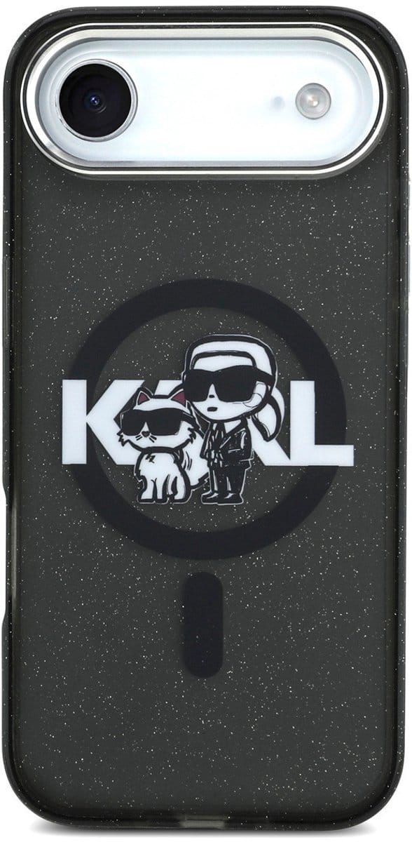Karl Lagerfeld Back Cover Case - iPhone 17 Air - Zwart - MagSafe - Glitter K&C Sketch Logo