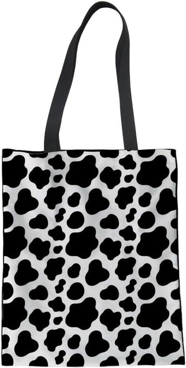 Canvas Shopper - Draagtas Hobo - Boodschappen Doen - Koe Print - Groot Formaat - Bruin