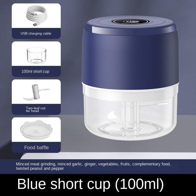 Elektrische Voedsel Chopper Knoflook Crusher Grinder Mini Knoflookpers Groente Chopper Stamper Machine USB Keukengadgets blauw
