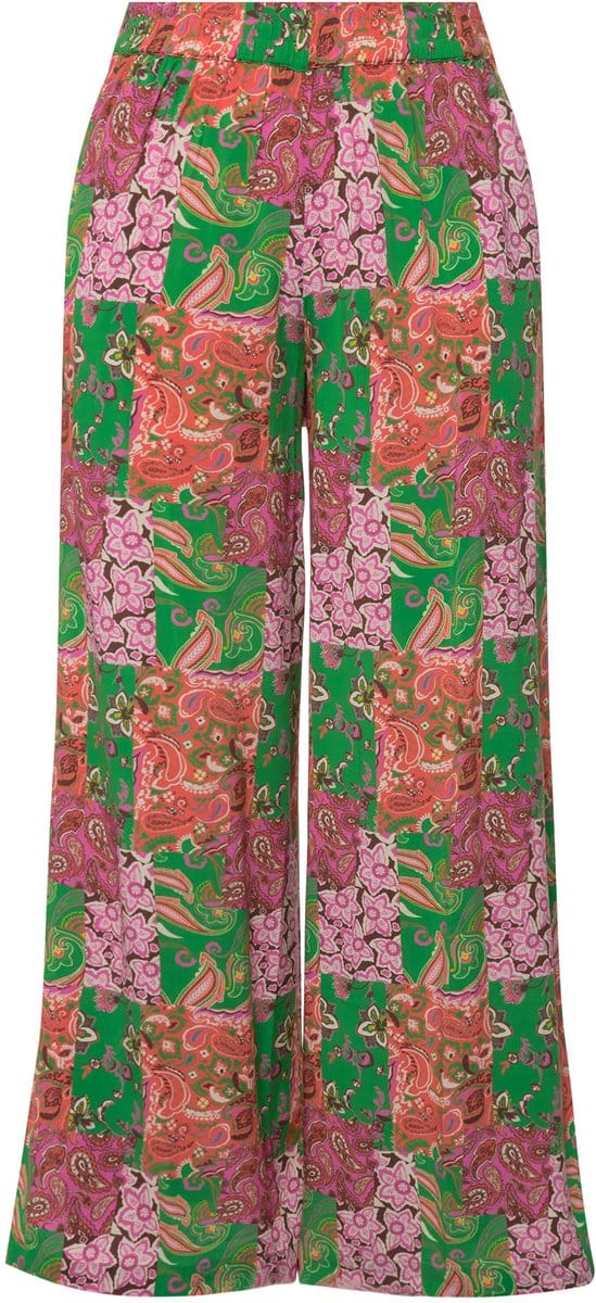 Studio Untold - Dames - Wijde broek loose fit zoomsplit patchprint - Lichtroze - Maat 48