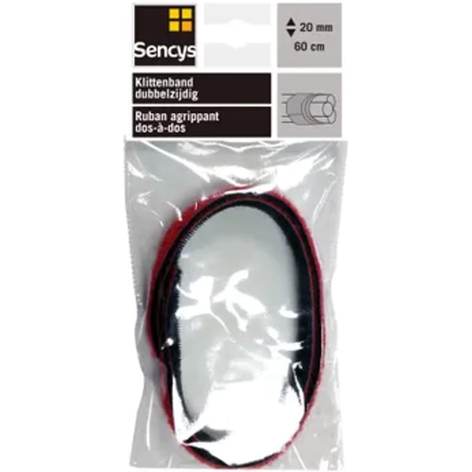 Sencys Klittenband - Zwart - 60mm X 20mm - 2 Stuks