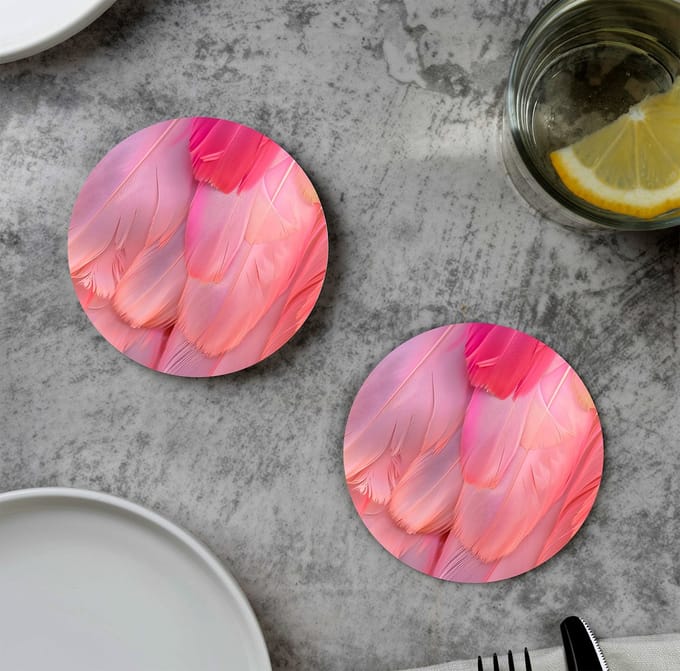 GR onderzetters voor glazen - Feather Pink - Vinyl - 6st