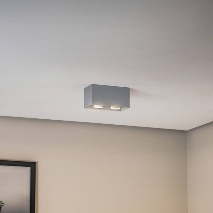 Euluna Plafondlamp Ara Maxi van aluminium 2-lamps grijs