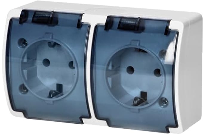 Stopcontact Schuko 2x2P+Z IP44 voor Buiten Gebruik