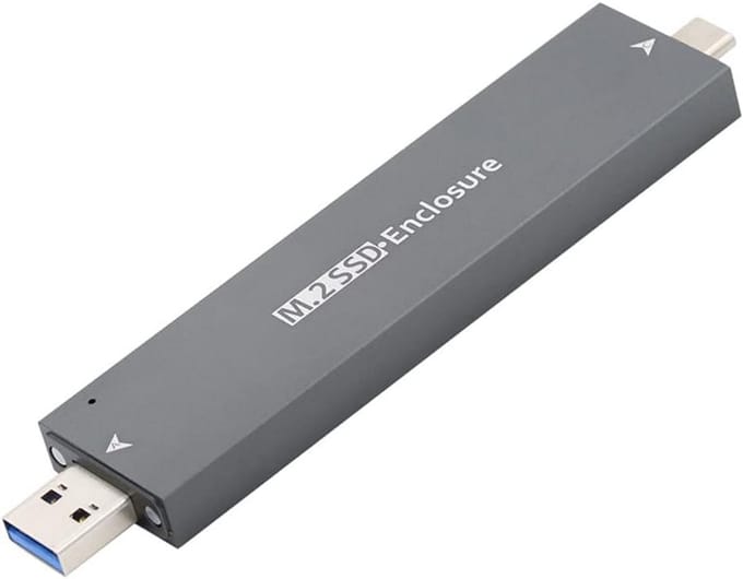 Externe SSD Behuizing voor NVMe M.2 en SATA M.2 met USB-C/USB 3.0