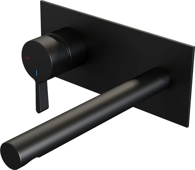 Brauer Black Edition inbouw wastafelmengkraan met rechte uitloop en afdekplaat model E2 mat zwart