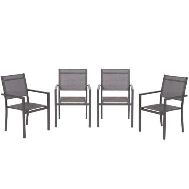 Garden Impressions Moon tuinstoelen set van 4 – carbon black / antraciet