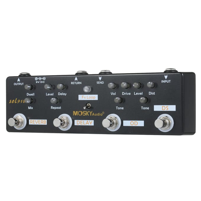 MOSKY Audio SOL918 5-in-1 multi-effectpedaal Gecombineerd effectgitaarpedaal True Bypass Multi-in-één zwart